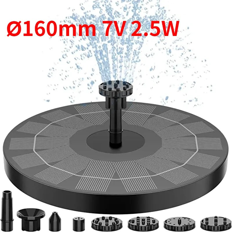 2.5W Outdoor Solar Fountain Suitable for Garden Pond Solar Fountain Pump Kit with 6 Nozzles for Garden Decoration