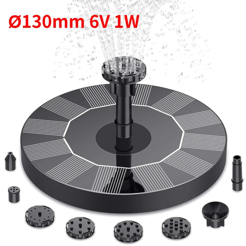 2.5W Outdoor Solar Fountain Suitable for Garden Pond Solar Fountain Pump Kit with 6 Nozzles for Garden Decoration