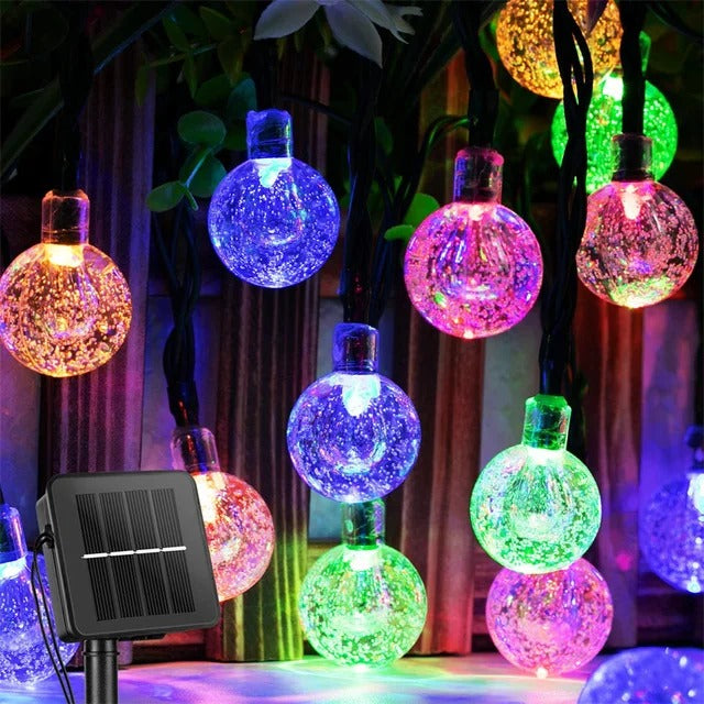 Solar String Lights Outdoor 200 Led Crystal Globe Lights Waterproof Solar Festoon Fairy Light for Garden Christmas Outdoor Decor