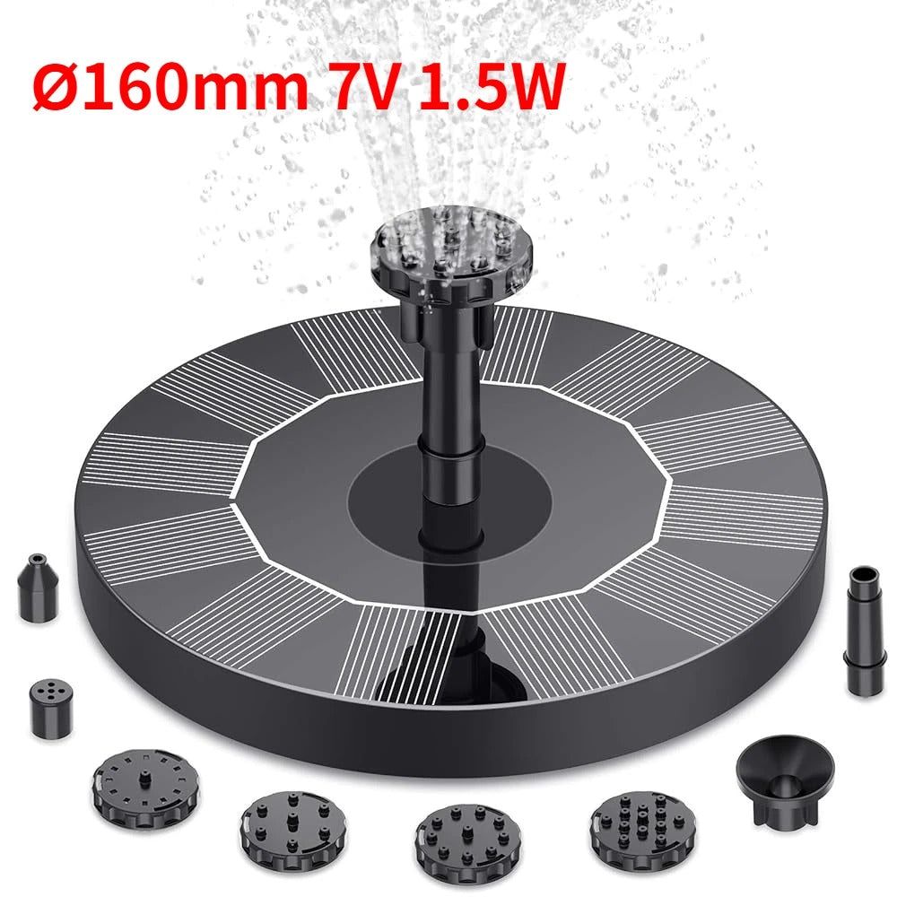 2.5W Outdoor Solar Fountain Suitable for Garden Pond Solar Fountain Pump Kit with 6 Nozzles for Garden Decoration